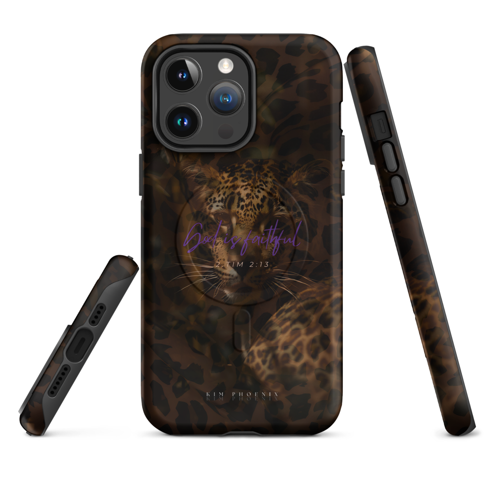 Hardcase iPhone®-Hülle 'God is faithful - leopard' mit MagSafe®